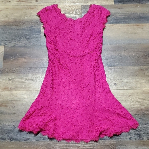 Diane Von Furstenberg Pink Lace Mini Dress - Picture 1 of 12